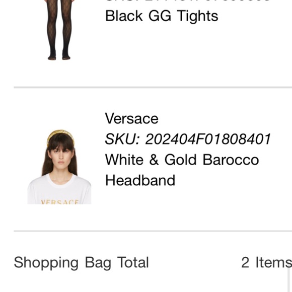 Versace Satin Printed White and Gold Headband - Picture 8 of 10